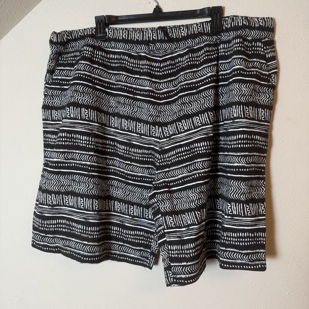 Vintage Y2K Burnside Mens 2XL Black White Tribal Lounge Shorts Drawstring 7"